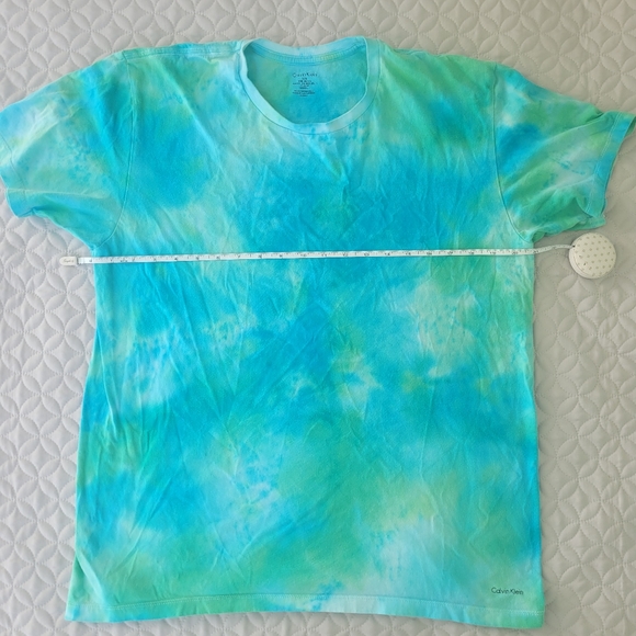 Large Calvin Klein Blue Green Tie Tyed T-Shirt - Picture 6 of 10